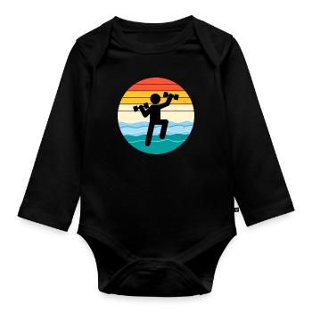 Water Aqua aerobics Aquatic fitness Vintage Retro - Organic Longsleeve Baby Bodysuit - black - Front