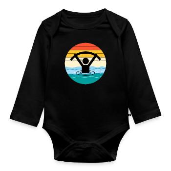 Water Aqua aerobics Aquatic fitness Vintage Retro - Organic Longsleeve Baby Bodysuit - black - Front
