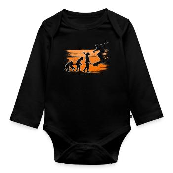 Patinage Planche Skate Skater Évolution du Skateboard - Body Bébé bio manches longues - noir - Devant