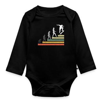 Retro Skating Board Skate Evolution Skateboard - Baby Bio-Langarm-Body - Schwarz - Vorne
