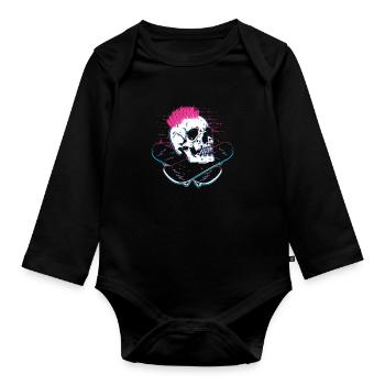 Skater Skateboard Gift Halfpipe Sk8 Ollie - Organic Longsleeve Baby Bodysuit - black - Front