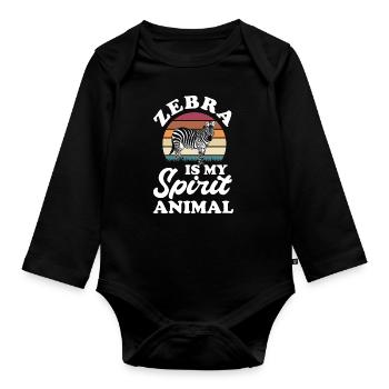 Zebra Tshirt in Afrika Pferd Safari - Baby Bio-Langarm-Body - Schwarz - Vorne