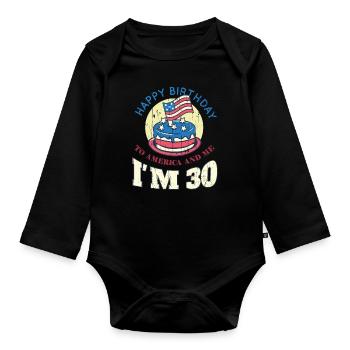 US America Flag Cake Naissance Age 30 USA 4 juillet - Body Bébé bio manches longues - noir - Devant