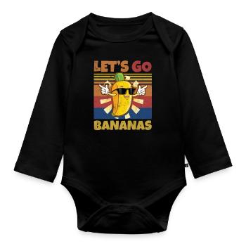 Retro Let's Bananas Funny Banana - Baby Bio-Langarm-Body - Schwarz - Vorne