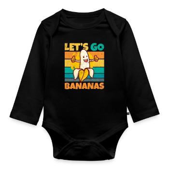 Vintage Let's Bananas Funny Thumbs Banana - Baby Bio-Langarm-Body - Schwarz - Vorne