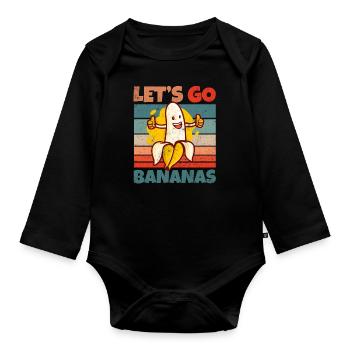 Retro Vintage Let's Bananas Funny Thumbs Banana - Baby Bio-Langarm-Body - Schwarz - Vorne