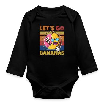 Retro Let's Bananas Funny Peace Banana - Baby Bio-Langarm-Body - Schwarz - Vorne