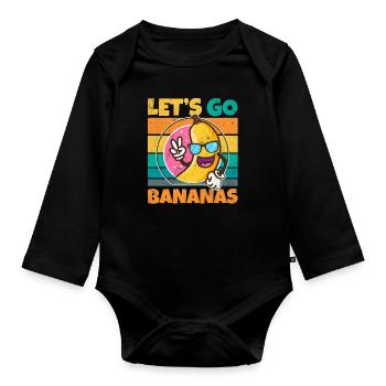 Vintage Let's Bananas Funny Peace Banana - Baby Bio-Langarm-Body - Schwarz - Vorne