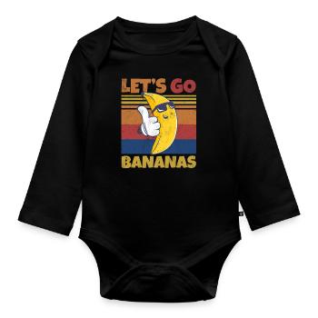 Retro Let's Bananas Funny Cool Banana - Baby Bio-Langarm-Body - Schwarz - Vorne