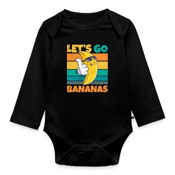 Vintage Let's Bananas Funny Cool Banana - Baby Bio-Langarm-Body - Schwarz - Vorne