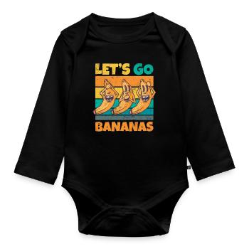 Vintage Let's Bananas Funny Crazy Banana - Baby Bio-Langarm-Body - Schwarz - Vorne