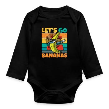 Vintage Let's Bananas Funny Dab Banana - Baby Bio-Langarm-Body - Schwarz - Vorne