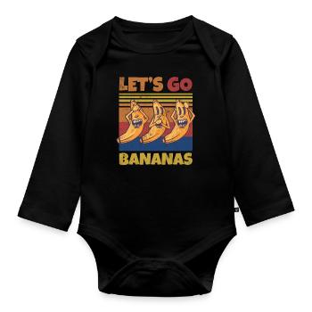 Retro Let's Bananas Funny Crazy Banana - Baby Bio-Langarm-Body - Schwarz - Vorne