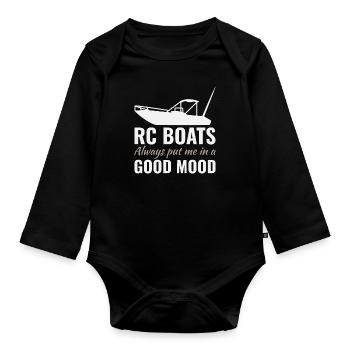 Rc Boat Racing Powerboat Speedboat Course au large - Body Bébé bio manches longues - noir - Devant
