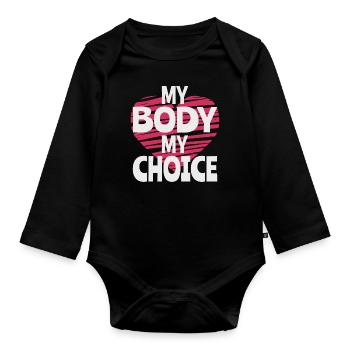 Mon corps Ma décision - Body Bébé bio manches longues - noir - Devant