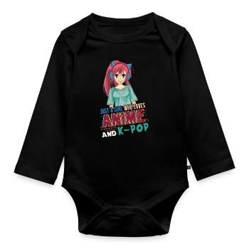 Vaporwave Japan Japanese Girl Love K-Pop Anime - Baby Bio-Langarm-Body - Schwarz - Vorne