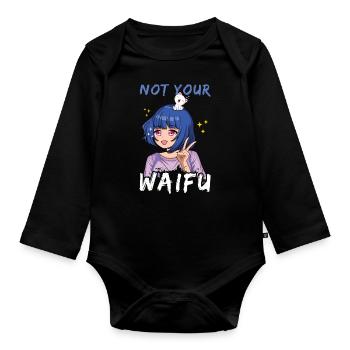 Vaporwave Japan Japanese Cute Not Your Waifu Anime - Organic Longsleeve Baby Bodysuit - black - Front