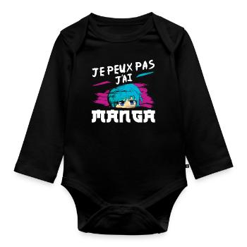 Vaporwave Japan Japanese Can't I Manga Anime - Baby Bio-Langarm-Body - Schwarz - Vorne