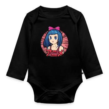 Vaporwave Japan Japanese Kawaii Girl Anime - Organic Longsleeve Baby Bodysuit - black - Front