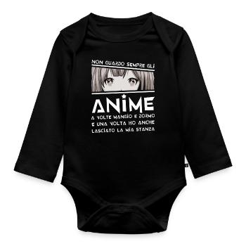 Vaporwave Japan Japanese I Always Watch Anime - Baby Bio-Langarm-Body - Schwarz - Vorne