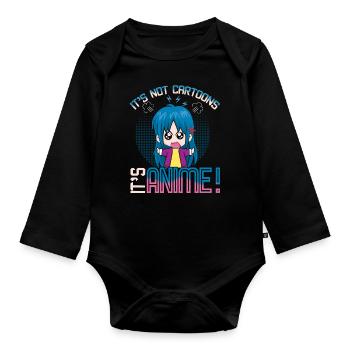Vaporwave Japan Kawaii Not Cartoons It Is Anime - Organic Longsleeve Baby Bodysuit - black - Front