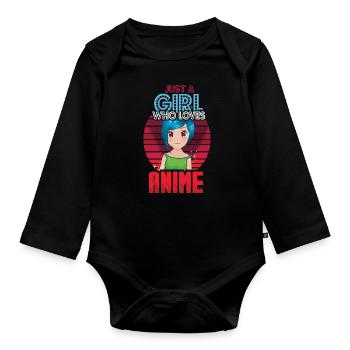Vaporwave Japan Japanese Vintage Girl Loves Anime - Organic Longsleeve Baby Bodysuit - black - Front