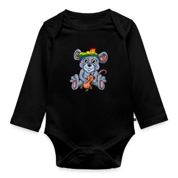 Souris Cadeau Souris Enfants Hommes Souris Conseils - Body Bébé bio manches longues - noir - Devant