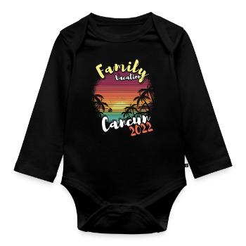 Retro Family Vacation 2022 Tropical Hello Summer - Baby Bio-Langarm-Body - Schwarz - Vorne