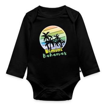 Vintage Beach Bahamas 2022 Tropical Hello Summer - Baby Bio-Langarm-Body - Schwarz - Vorne