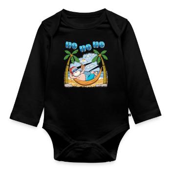 Island Beach Christmas Laughing Santa Summer 2022 - Organic Longsleeve Baby Bodysuit - black - Front