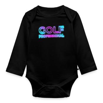 GOLF PROFESSIONNEL PRO NEON RETRO 90s 80s PROETTE MOTIFS - Body Bébé bio manches longues - noir - Devant