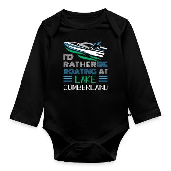 Boat Kayak Kayaking Pontoon Boating At Lake Summer - Baby Bio-Langarm-Body - Schwarz - Vorne
