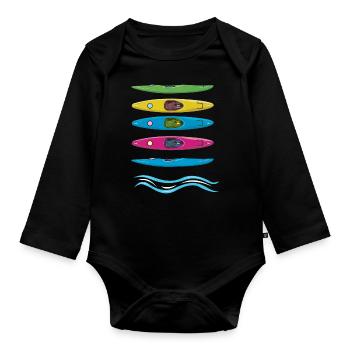 Boating Boat Kayak Pontoon Lake Summer 2022 - Baby Bio-Langarm-Body - Schwarz - Vorne