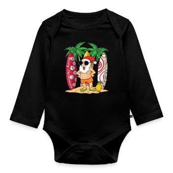 Island Beach Christmas Laugh Santa Summer 2022 - Organic Longsleeve Baby Bodysuit - black - Front