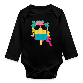 Beach 2022 Tropical Ice Pop Cream Beach Summer - Baby Bio-Langarm-Body - Schwarz - Vorne