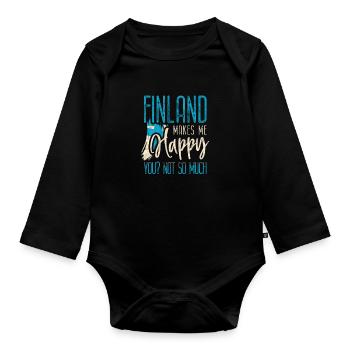 Finnland Geschenk Urlaub Lappland Heimat Finne - Baby Bio-Langarm-Body - Schwarz - Vorne