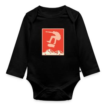Skater Skateboard Gift Halfpipe Sk8 Ollie - Organic Longsleeve Baby Bodysuit - black - Front