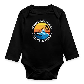 Kitesurfen Kiteboarding Kiteboarder Kitesurf - Baby Bio-Langarm-Body - Schwarz - Vorne