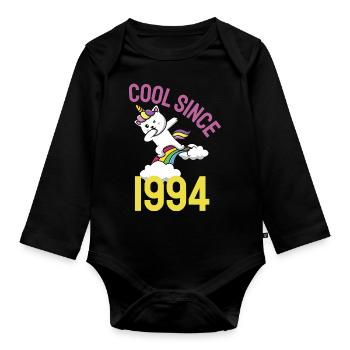 Cool depuis 1994 Dabbing chat 28ème anniversaire - Body Bébé bio manches longues - noir - Devant