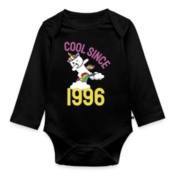 Cool depuis 1996 Dabbing cat 26ème anniversaire - Body Bébé bio manches longues - noir - Devant