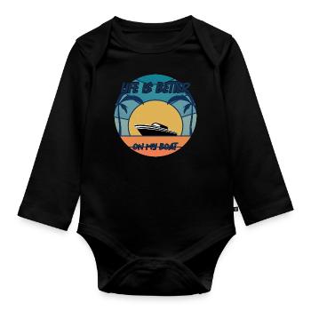 Boat Captain Gift Ship Boat Owner Captain - Organic Longsleeve Baby Bodysuit - black - Front