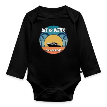 Boat Captain Gift Ship Boat Owner Captain - Organic Longsleeve Baby Bodysuit - black - Front