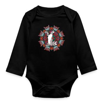 Zen Namaste Méditation Animale Mandala Chat Yoga - Body Bébé bio manches longues - noir - Devant