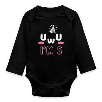 OwO UwU Face Age 5 Year Old Anime Aesthetic Otaku - Baby Bio-Langarm-Body - Schwarz - Vorne