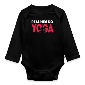 Relax Yoga Temps Mandala Méditez Les hommes font du yoga - Body Bébé bio manches longues - noir - Devant