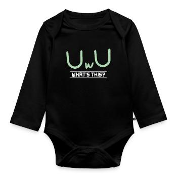What Is UwU Face Anime Aesthetic Japanese Otaku - Baby Bio-Langarm-Body - Schwarz - Vorne