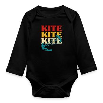 Rétro Kitesurf Kitesurf Kitesurf Kitesurf - Body Bébé bio manches longues - noir - Devant