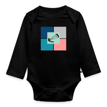 Kitesurfing Kitesurf Kiteboarding Kiteboarder - Body Bébé bio manches longues - noir - Devant