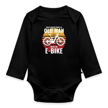 E-Bike Electric Bicycle Bike Cycling Dad Grandpa - Organic Longsleeve Baby Bodysuit - black - Front
