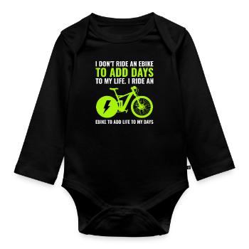 E-Bike Vélo électrique Vélo Cyclisme Biker VTT - Body Bébé bio manches longues - noir - Devant